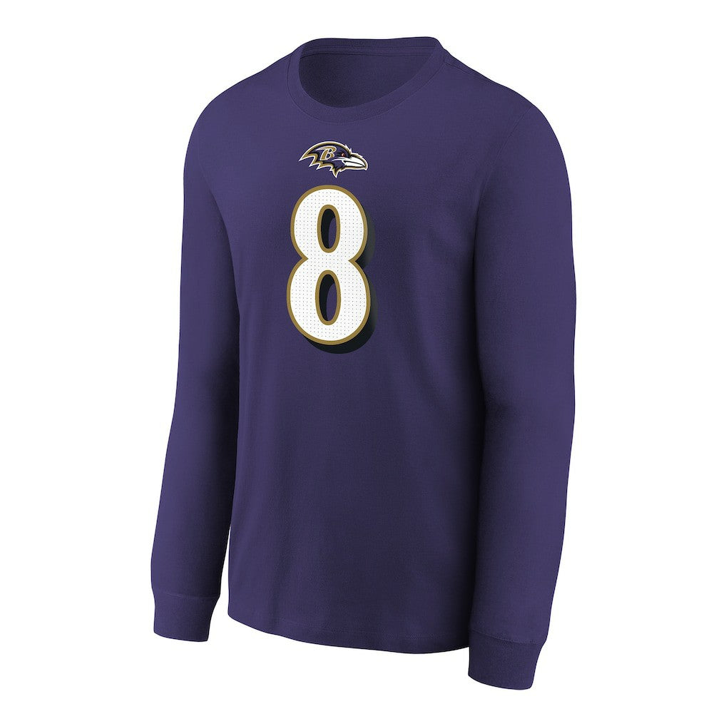 Baltimore Ravens Nike Lamar Jackson  Youth Player Name & Number Long Sleeve T-Shirt