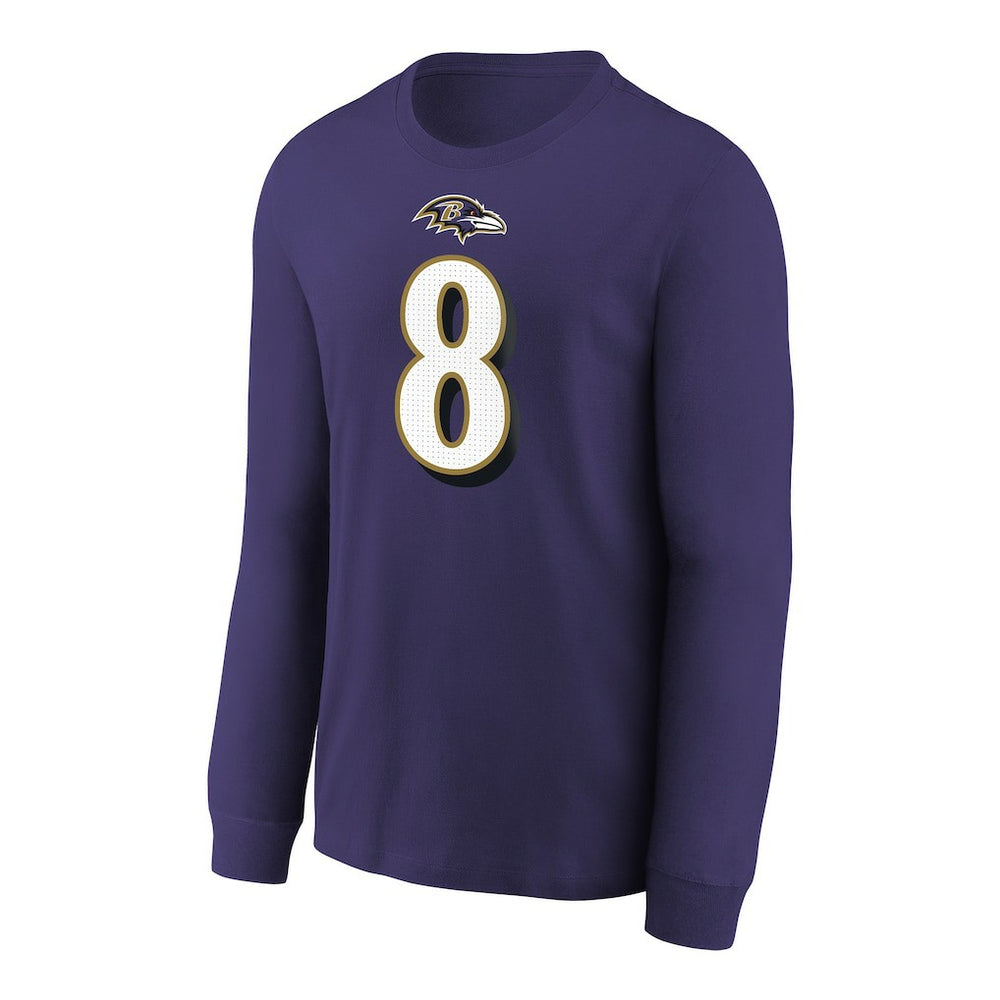 Baltimore Ravens Nike Lamar Jackson  Youth Player Name & Number Long Sleeve T-Shirt