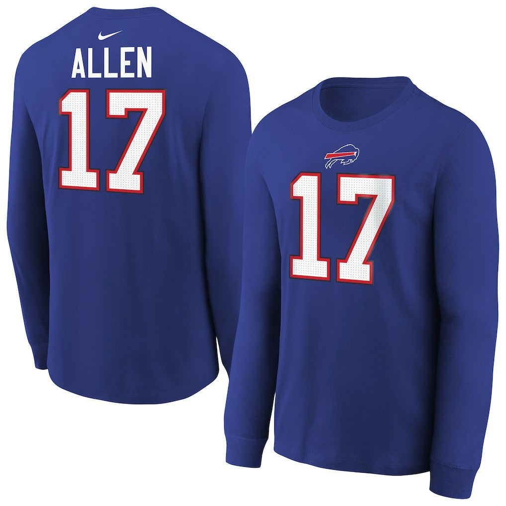 Buffalo Bills Nike Josh Allen  Youth Player Name & Number Long Sleeve T-Shirt