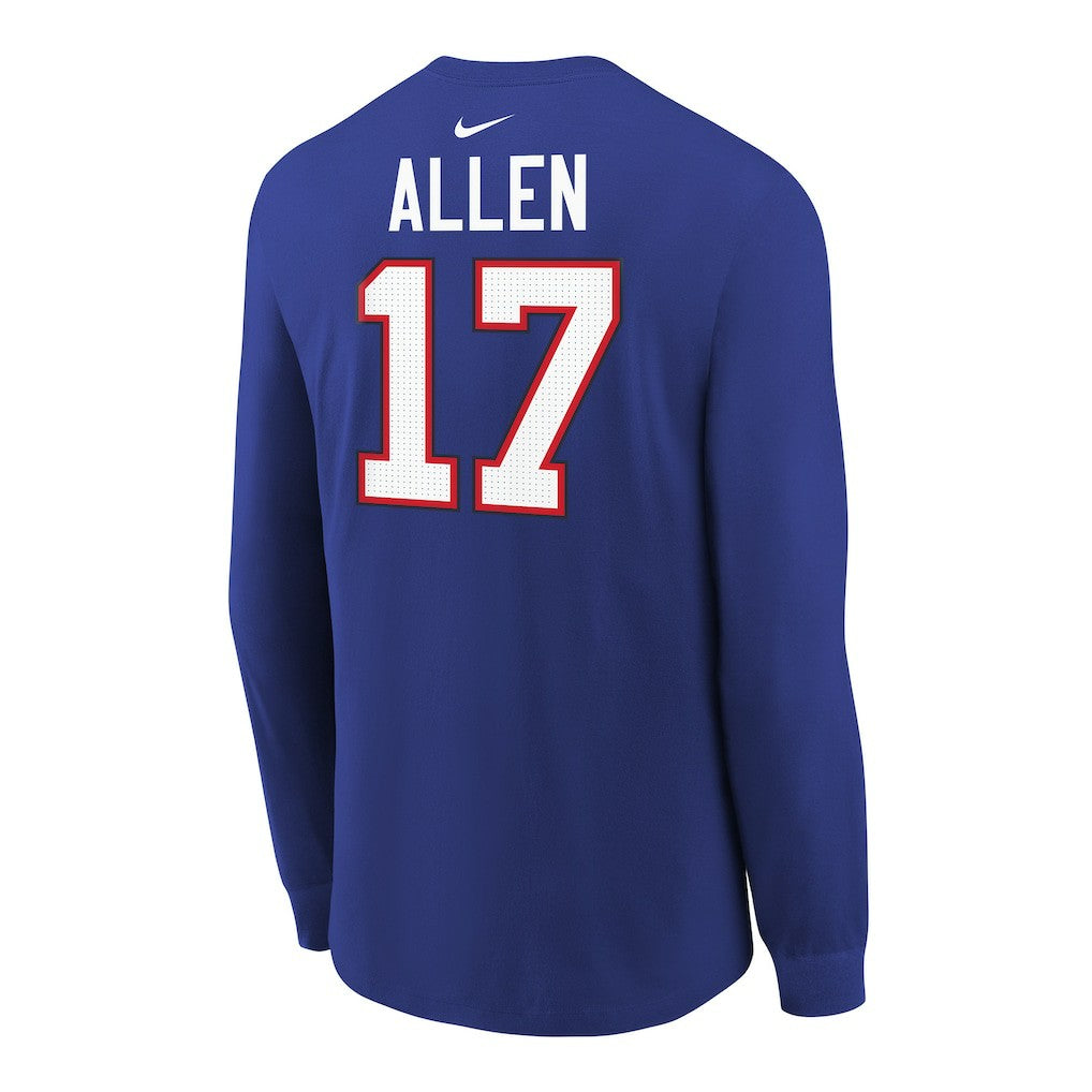 Buffalo Bills Nike Josh Allen  Youth Player Name & Number Long Sleeve T-Shirt