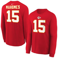 Kansas City Chiefs Nike Patrick Mahomes  Youth Player Name & Number Long Sleeve T-Shirt