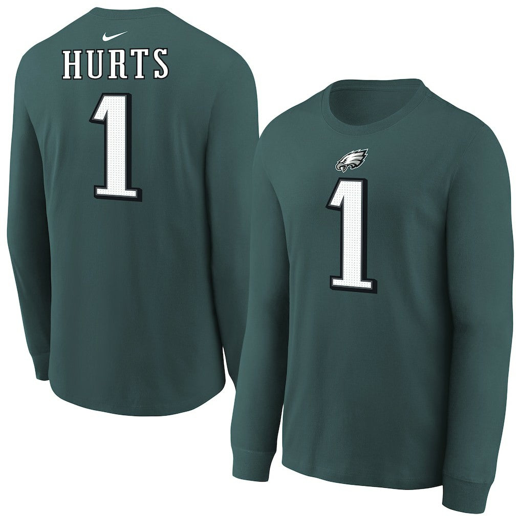 Philadelphia Eagles Nike Jalen Hurts  Youth Player Name & Number Long Sleeve T-Shirt