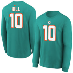 Miami Dolphins Nike Tyreek Hill  Youth Player Name & Number Long Sleeve T-Shirt