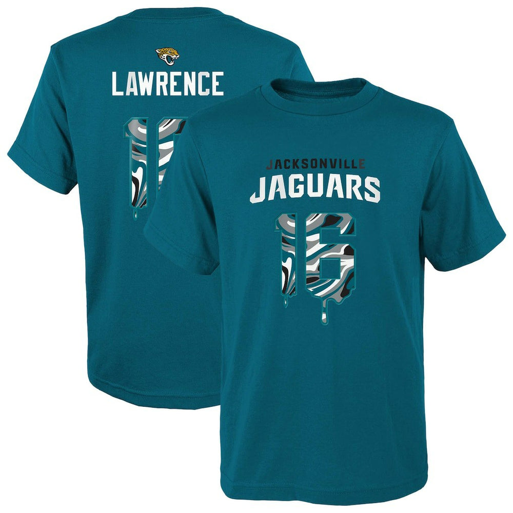 Jacksonville Jaguars  Trevor Lawrence  Youth Mainliner Drip Player Name & Number T-Shirt