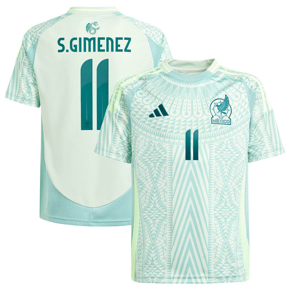 Santiago Giménez Mexico National Team Youth 2024 Away Replica Player Jersey Green - Adidas