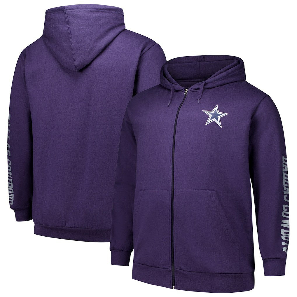 Dallas Cowboys Fanatics Big & Tall Sleeve Hit Full-Zip Hoodie