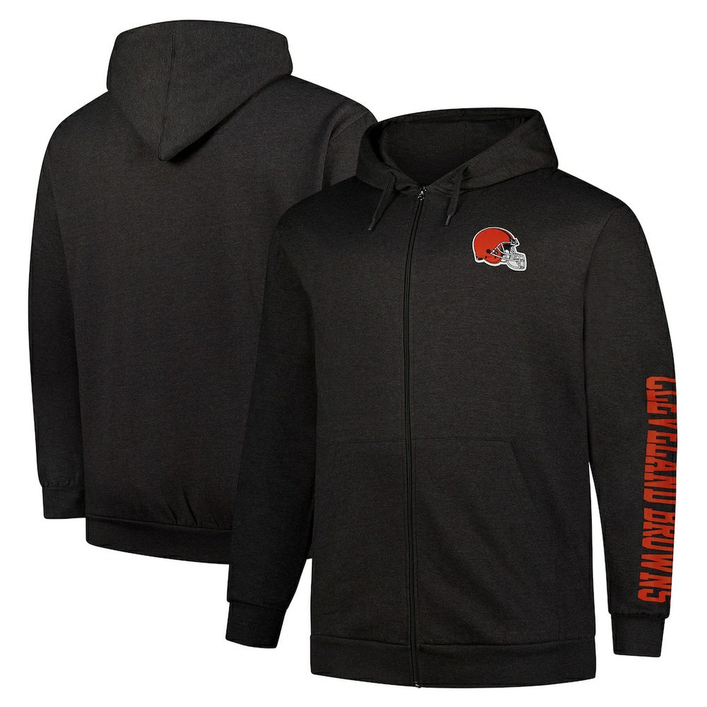 Cleveland Browns Fanatics Big & Tall Sleeve Hit Full-Zip Hoodie