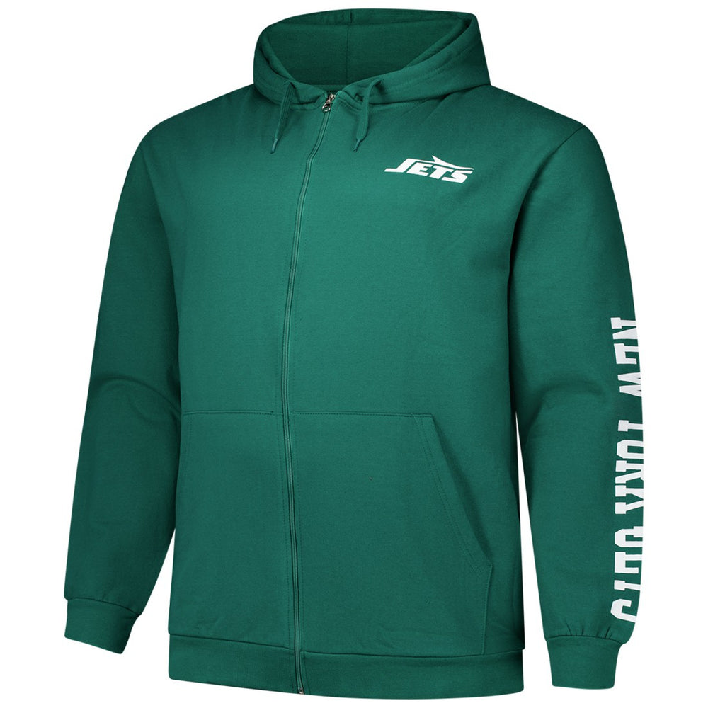 New York Jets Fanatics Big & Tall Sleeve Hit Full-Zip Hoodie
