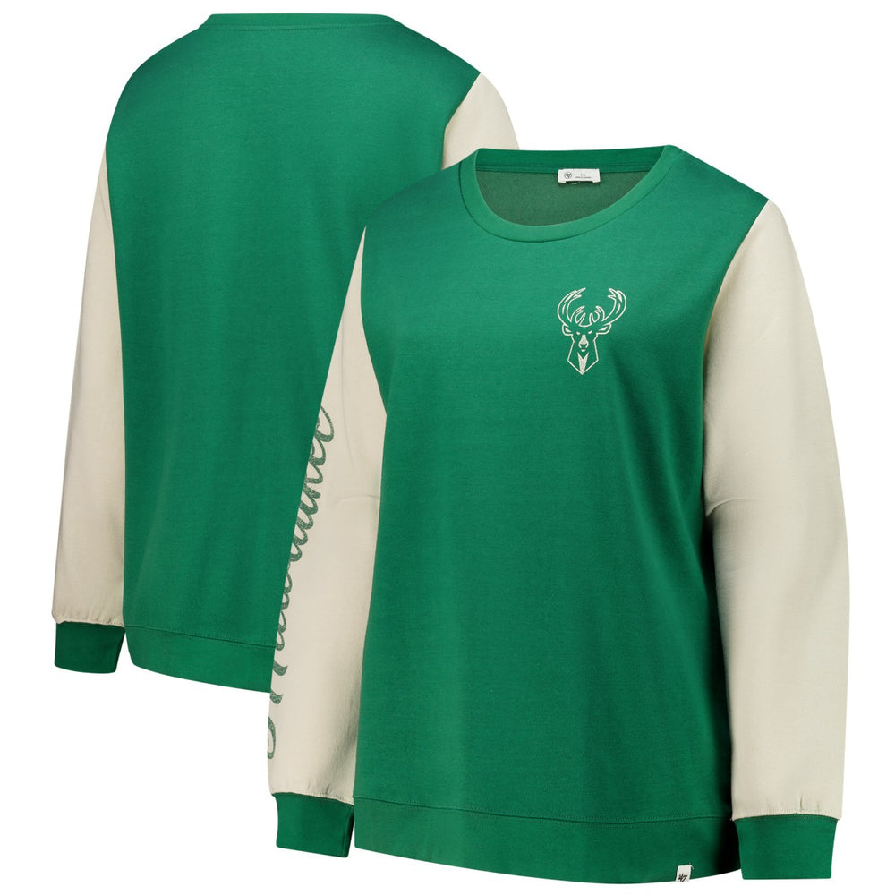 Milwaukee Bucks '47 Women's Plus Size Oversized Rise Andie Pullover Sweatshirt New