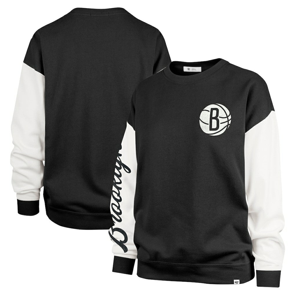 Brooklyn Nets '47 Women's Rise Andie Oversized Pullover Sweatshirt Discount