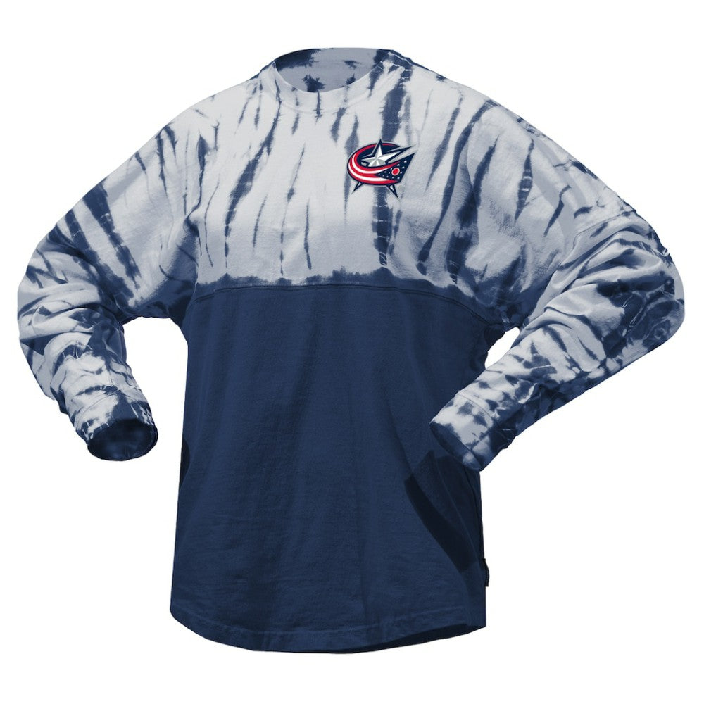Columbus Blue Jackets Spirit Jersey Unisex Crystal Half Dye Long Sleeve T-Shirt For Sale