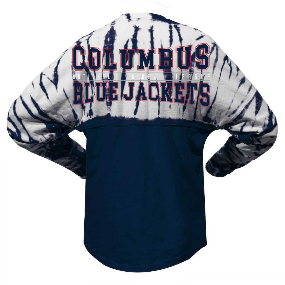 Columbus Blue Jackets Spirit Jersey Unisex Crystal Half Dye Long Sleeve T-Shirt For Sale