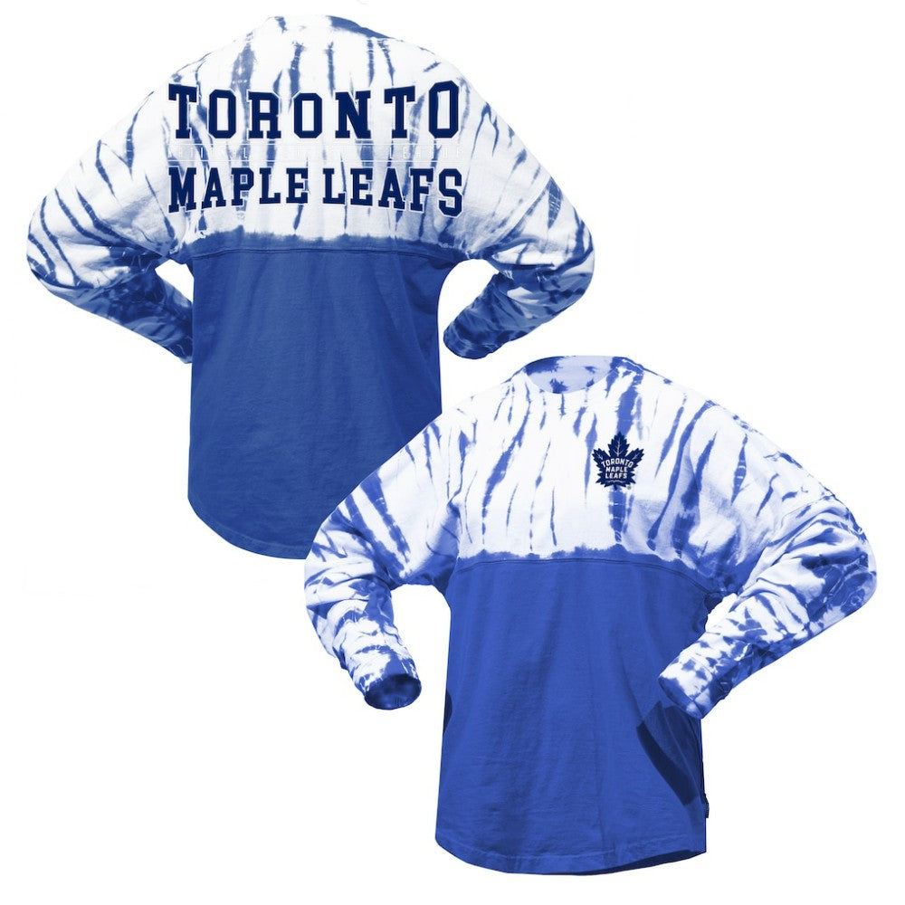 Toronto Maple Leafs Spirit Jersey Unisex Crystal Half Dye Long Sleeve T-Shirt On Sale