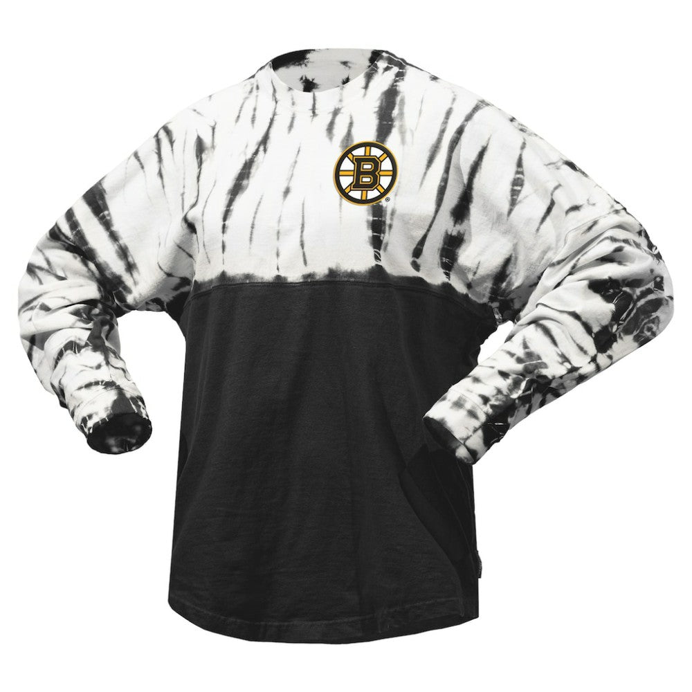 Boston Bruins Spirit Jersey Unisex Crystal Half Dye Long Sleeve T-Shirt On Sale