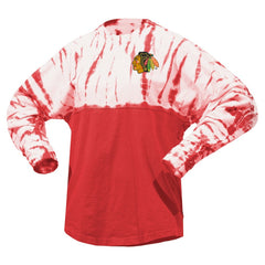 Chicago Blackhawks Spirit Jersey Unisex Crystal Half Dye Long Sleeve T-Shirt Outlet
