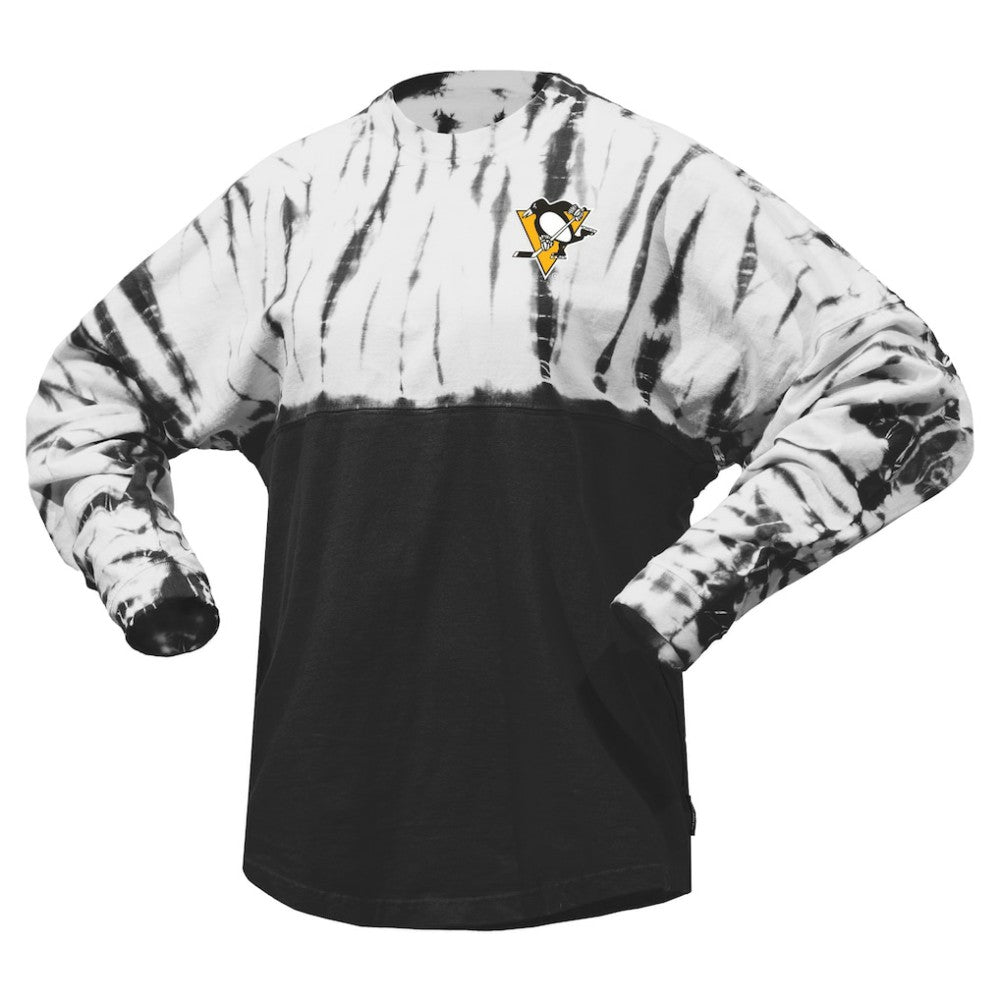 Pittsburgh Penguins Spirit Jersey Unisex Crystal Half Dye Long Sleeve T-Shirt On Sale