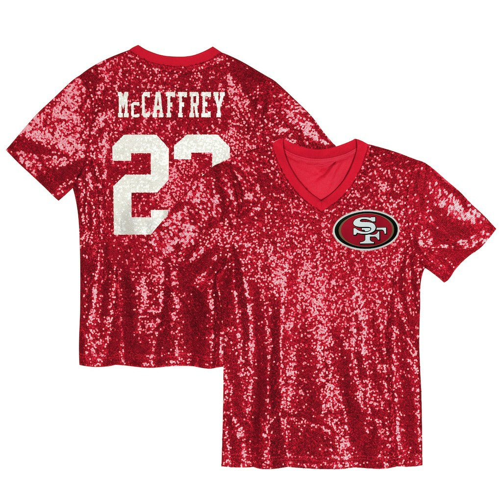 San Francisco 49ers  Christian McCaffrey  Women's Player Name & Number V-Neck Fashion Jersey