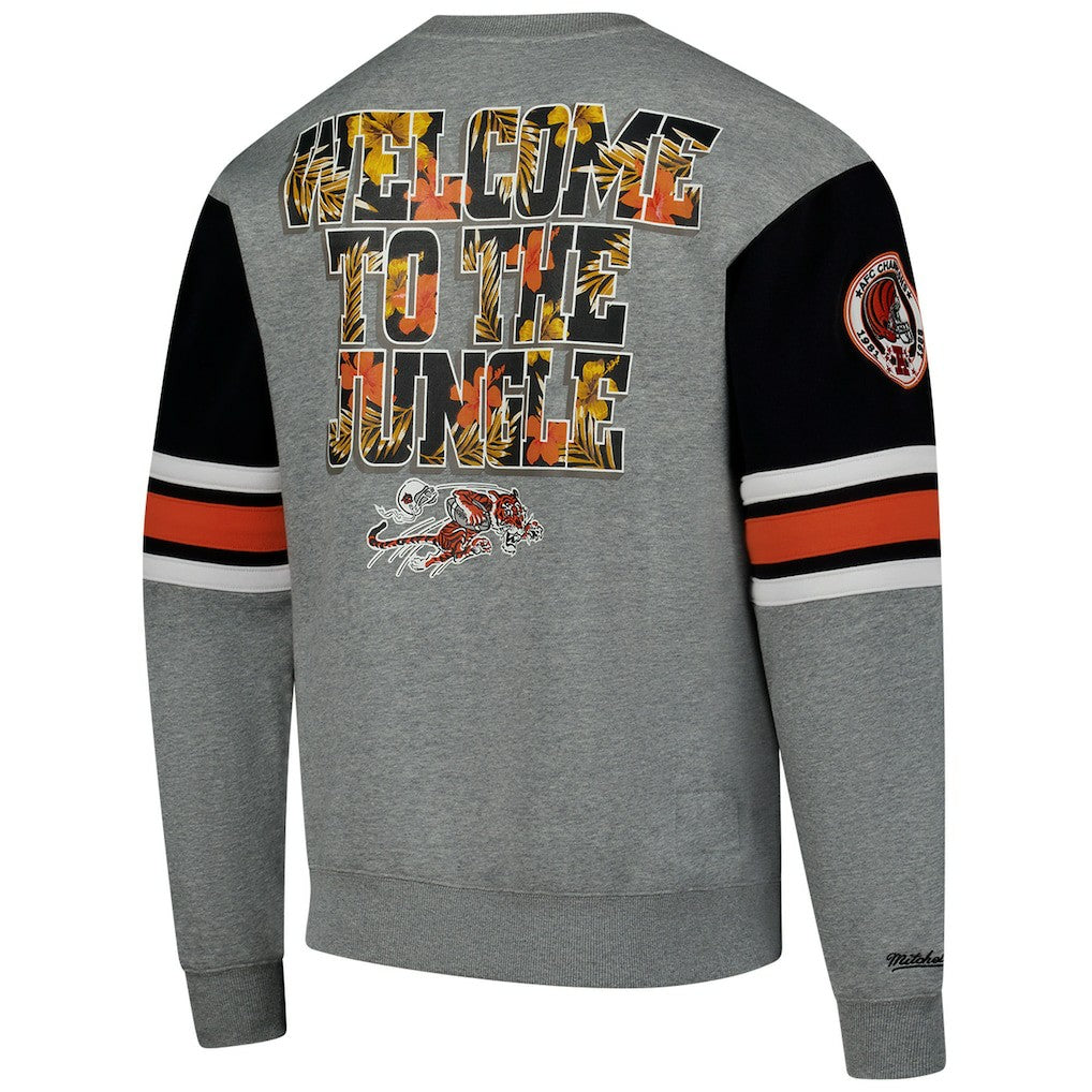 Cincinnati Bengals Mitchell & Ness All Over 4.0 Vintage Logo Pullover Sweatshirt