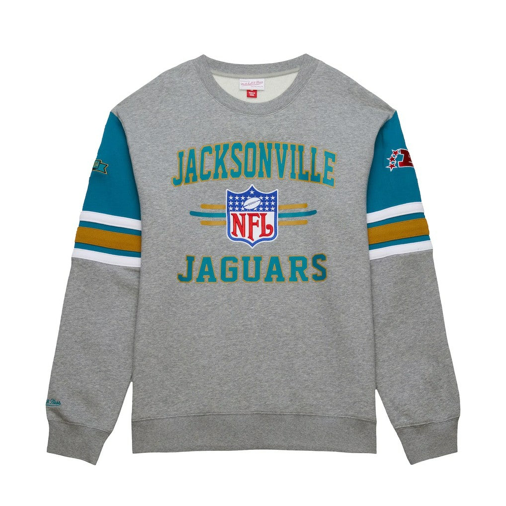 Jacksonville Jaguars Mitchell & Ness All Over 4.0 Vintage Logo Pullover Sweatshirt