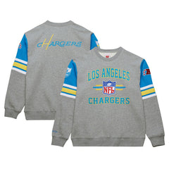 Los Angeles Chargers Mitchell & Ness All Over 4.0 Vintage Logo Pullover Sweatshirt