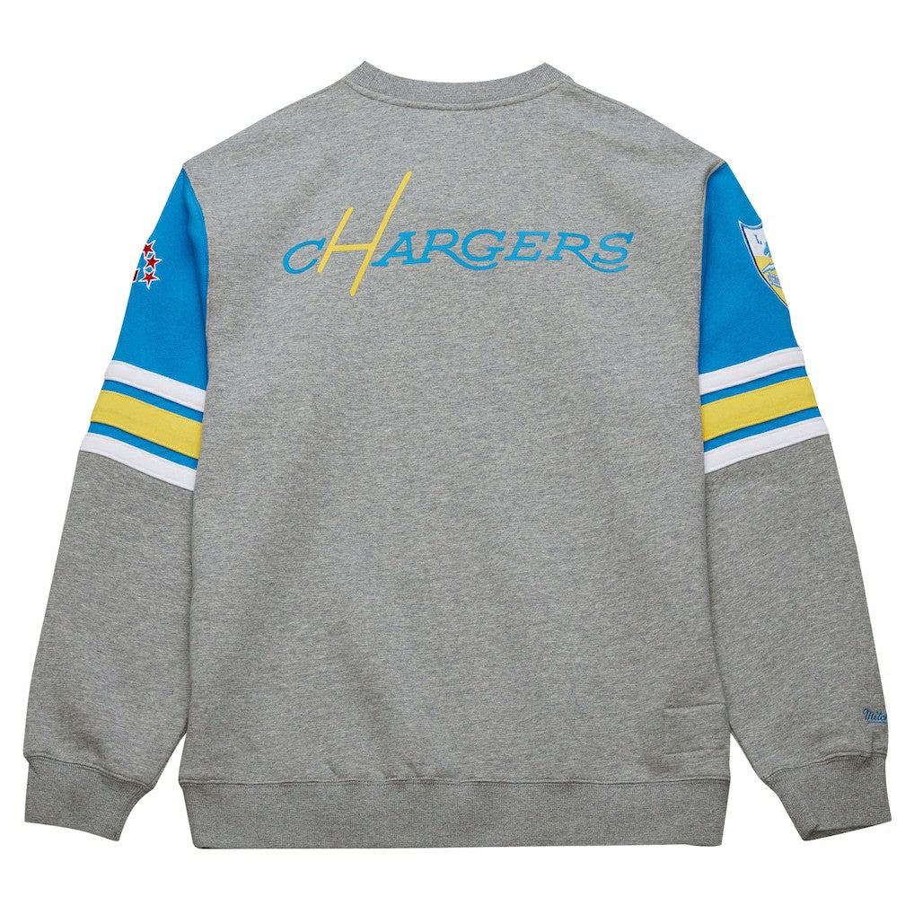 Los Angeles Chargers Mitchell & Ness All Over 4.0 Vintage Logo Pullover Sweatshirt
