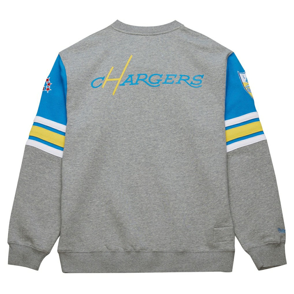 Los Angeles Chargers Mitchell & Ness All Over 4.0 Vintage Logo Pullover Sweatshirt