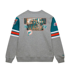 Miami Dolphins Mitchell & Ness All Over 4.0 Vintage Logo Pullover Sweatshirt
