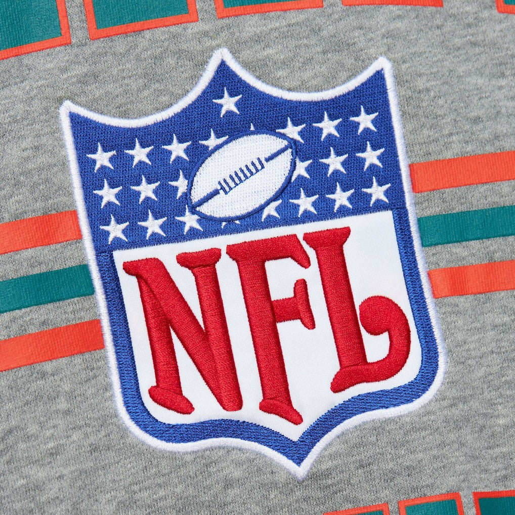 Miami Dolphins Mitchell & Ness All Over 4.0 Vintage Logo Pullover Sweatshirt