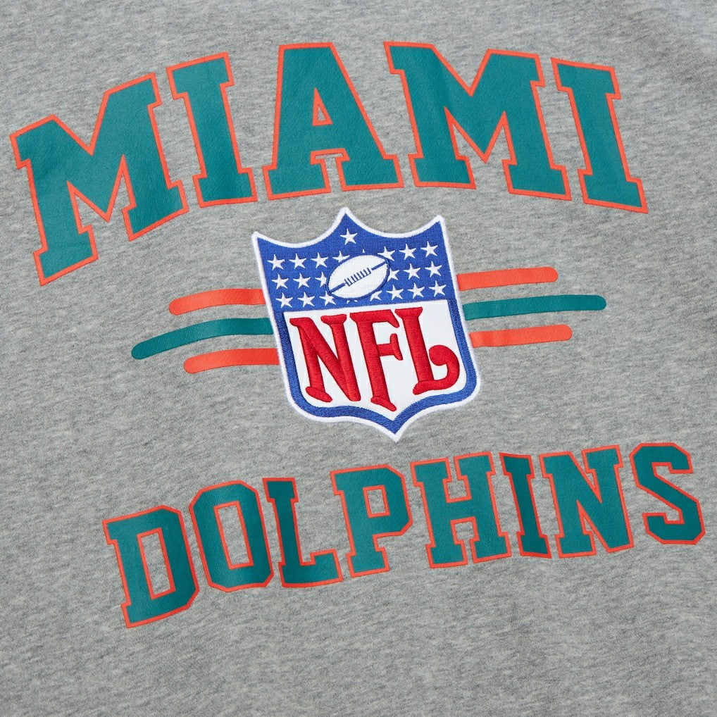 Miami Dolphins Mitchell & Ness All Over 4.0 Vintage Logo Pullover Sweatshirt