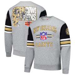 New Orleans Saints Mitchell & Ness All Over 4.0 Vintage Logo Pullover Sweatshirt