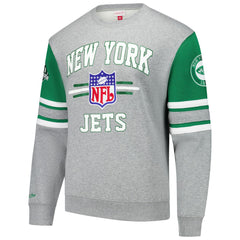 New York Jets Mitchell & Ness All Over 4.0 Vintage Logo Pullover Sweatshirt