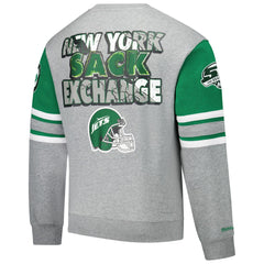 New York Jets Mitchell & Ness All Over 4.0 Vintage Logo Pullover Sweatshirt
