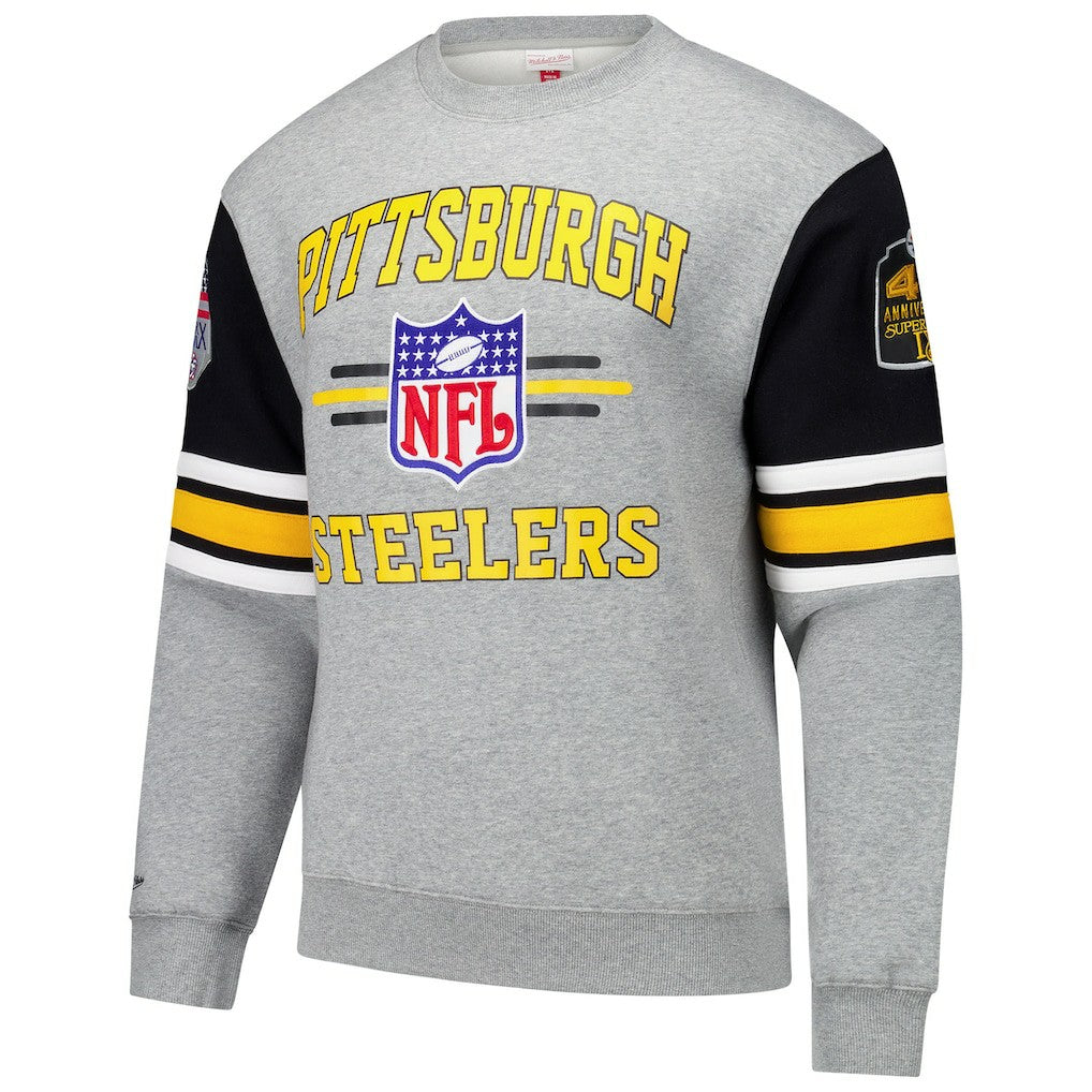 Pittsburgh Steelers Mitchell & Ness All Over 4.0 Vintage Logo Pullover Sweatshirt
