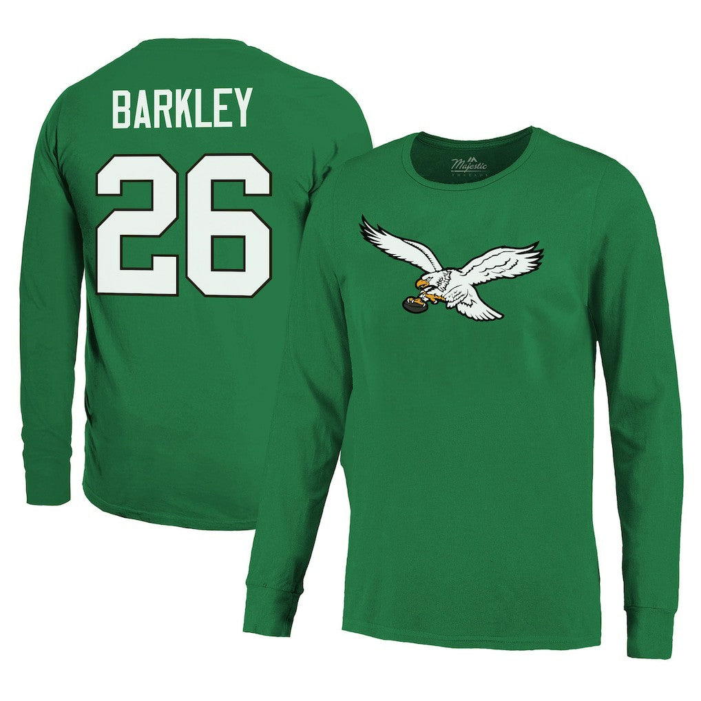 Philadelphia Eagles  Saquon Barkley  Majestic Threads Name & Number Long Sleeve T-Shirt
