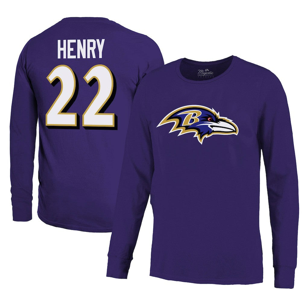 Baltimore Ravens  Derrick Henry  Majestic Threads Name & Number Long Sleeve T-Shirt