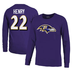 Baltimore Ravens  Derrick Henry  Majestic Threads Name & Number Long Sleeve T-Shirt
