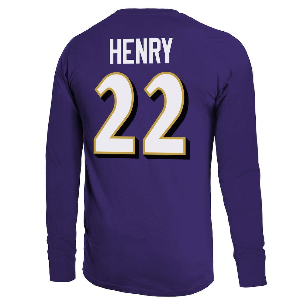 Baltimore Ravens  Derrick Henry  Majestic Threads Name & Number Long Sleeve T-Shirt