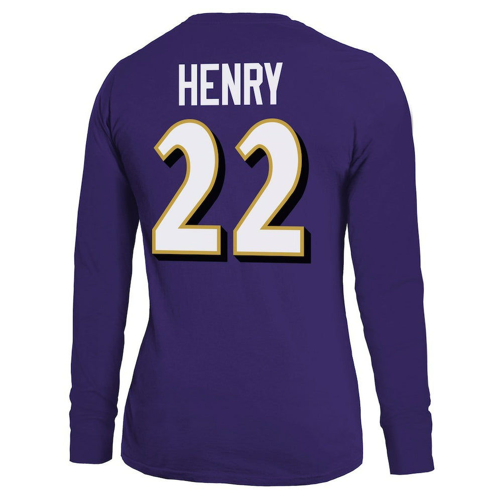 Baltimore Ravens  Derrick Henry  Majestic Threads Women's Name & Number Long Sleeve T-Shirt