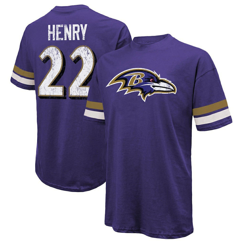 Baltimore Ravens  Derrick Henry  Majestic Threads Name & Number Oversized T-Shirt