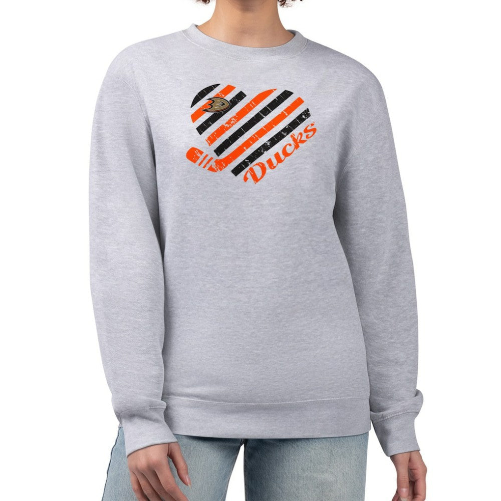 Anaheim Ducks G-III 4Her by Carl Banks Women's Heart Graphic Pullover Sweatshirt On Sale