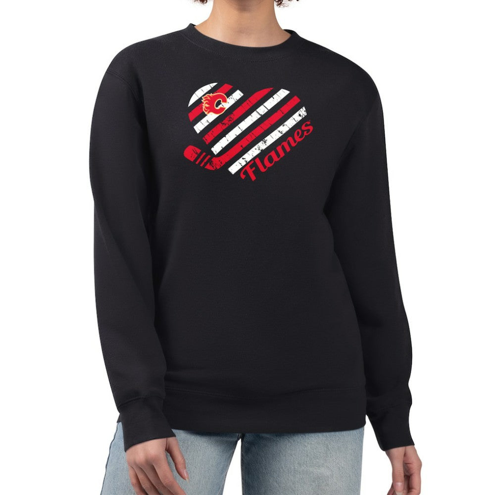 Calgary Flames G-III 4Her by Carl Banks Women's Heart Graphic Pullover Sweatshirt On Sale