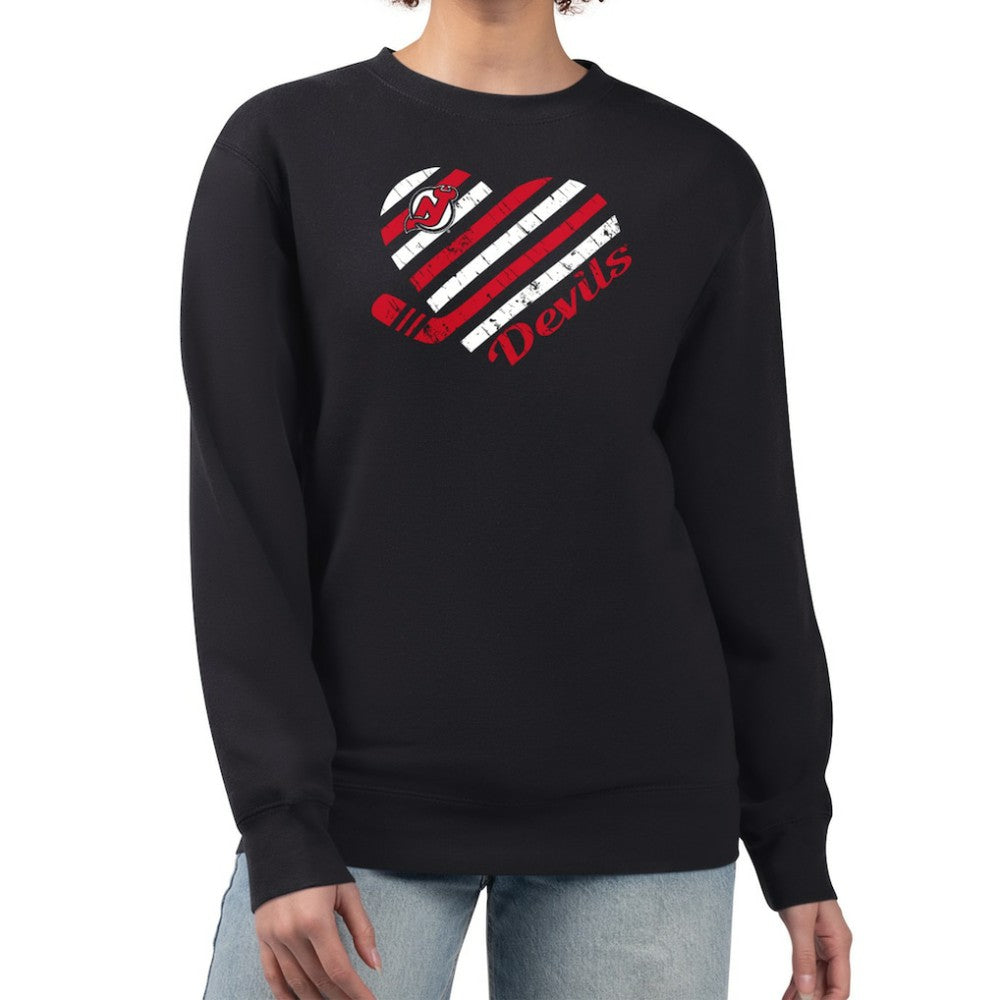 New Jersey Devils G-III 4Her by Carl Banks Women's Heart Graphic Pullover Sweatshirt For Sale