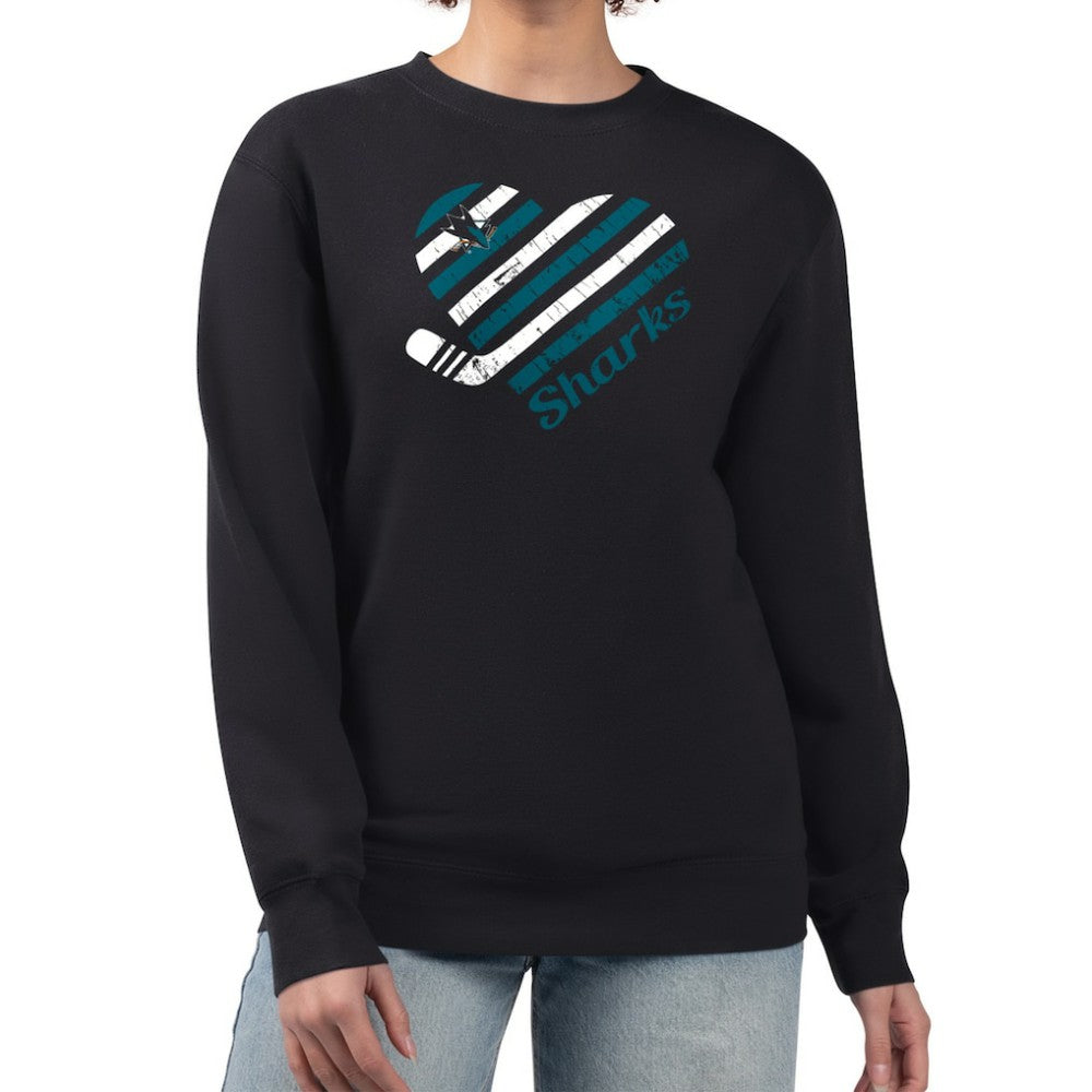 San Jose Sharks G-III 4Her by Carl Banks Women's Heart Graphic Pullover Sweatshirt Outlet