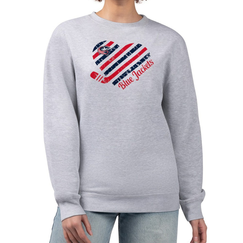 Columbus Blue Jackets G-III 4Her by Carl Banks Women's Heart Graphic Pullover Sweatshirt Outlet