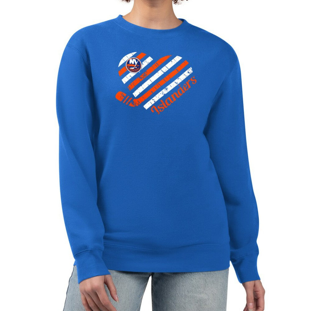 New York Islanders G-III 4Her by Carl Banks Women's Heart Graphic Pullover Sweatshirt Sale