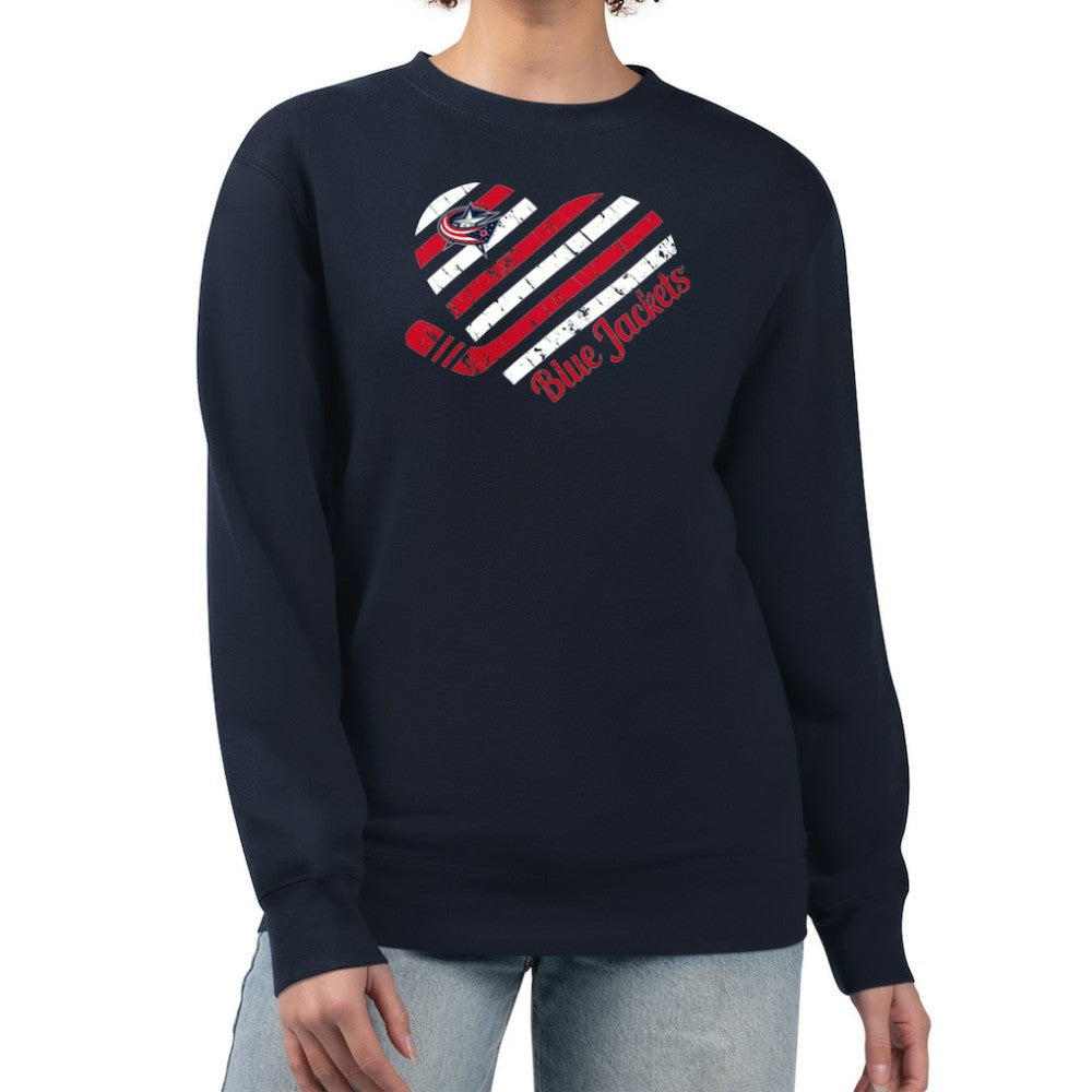 Columbus Blue Jackets G-III 4Her by Carl Banks Women's Heart Graphic Pullover Sweatshirt Discount