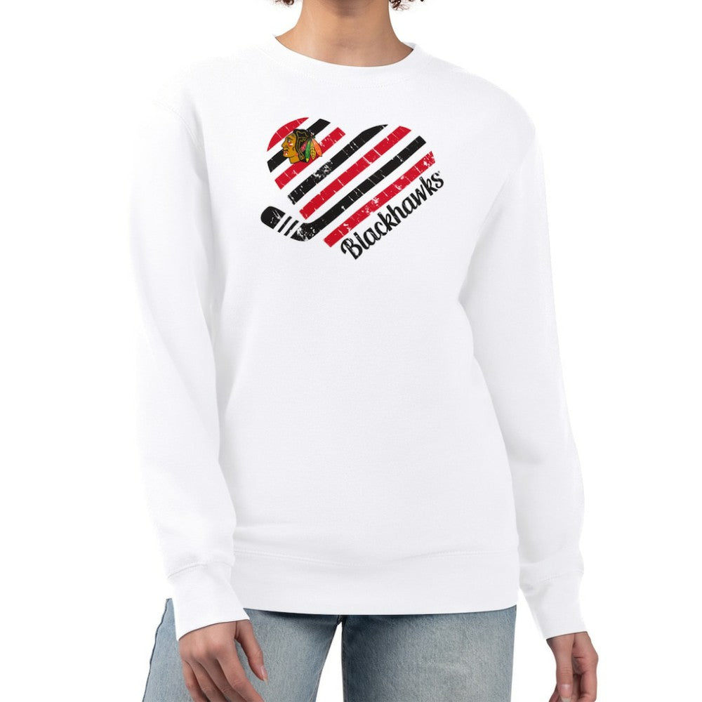 Chicago Blackhawks G-III 4Her by Carl Banks Women's Heart Graphic Pullover Sweatshirt Discount
