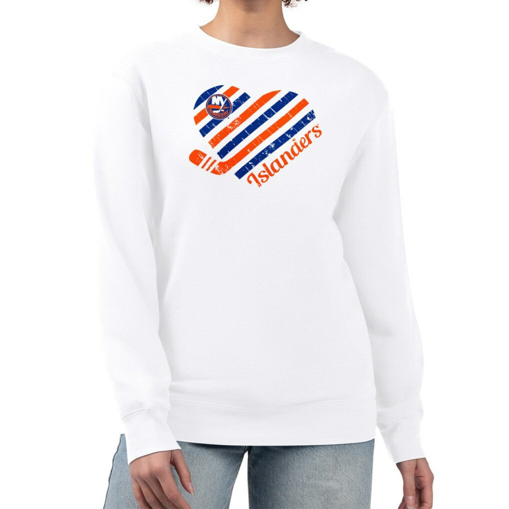 New York Islanders G-III 4Her by Carl Banks Women's Heart Graphic Pullover Sweatshirt Outlet