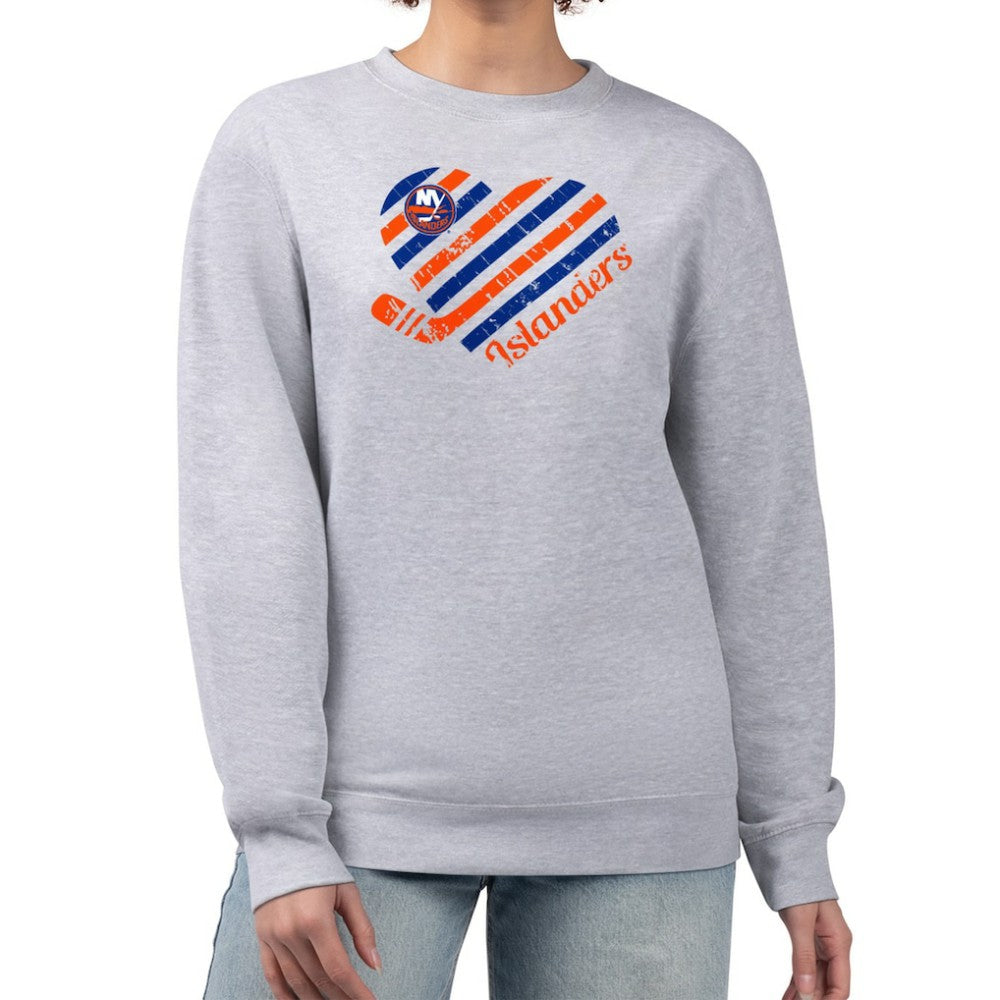 New York Islanders G-III 4Her by Carl Banks Women's Heart Graphic Pullover Sweatshirt For Sale