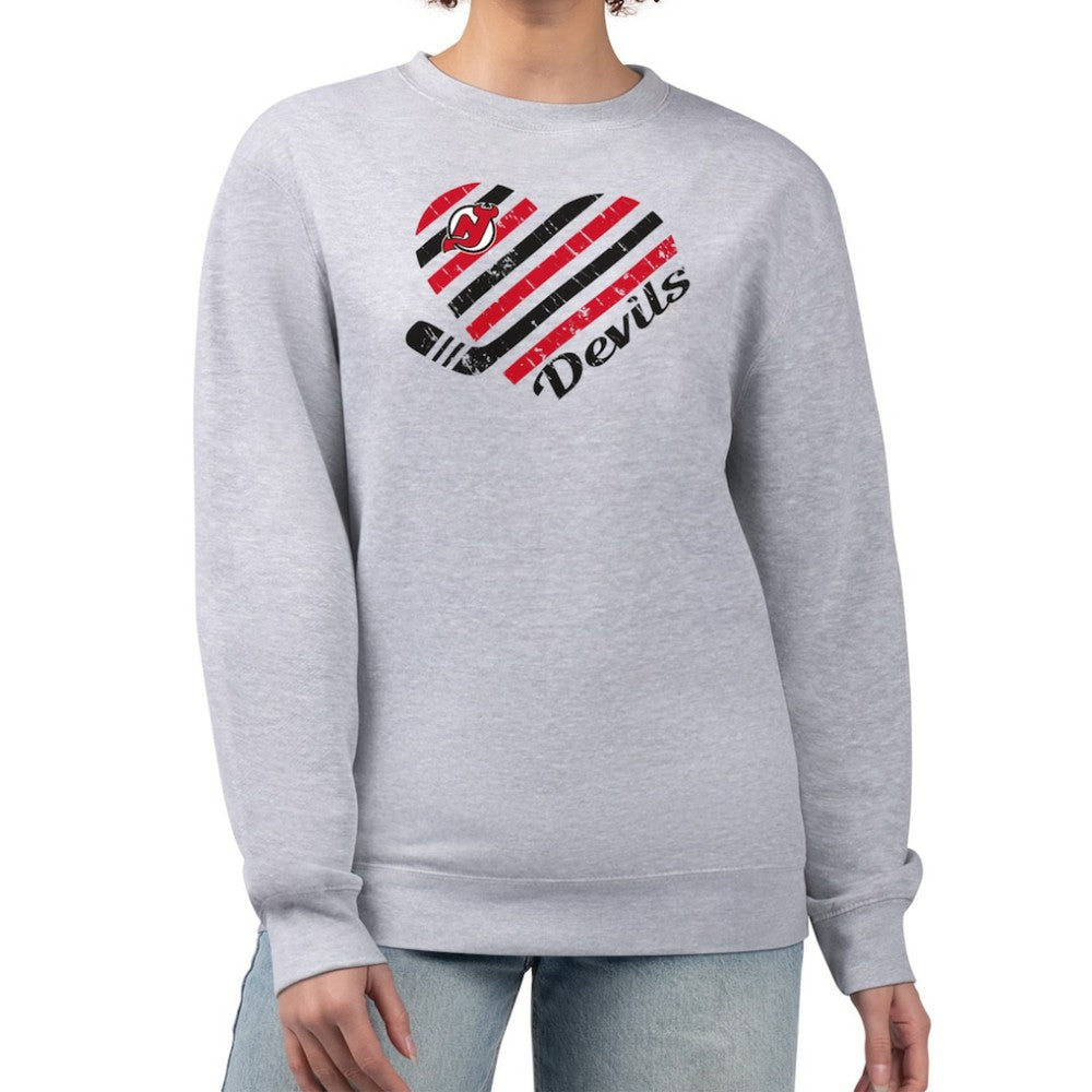 New Jersey Devils G-III 4Her by Carl Banks Women's Heart Graphic Pullover Sweatshirt Outlet